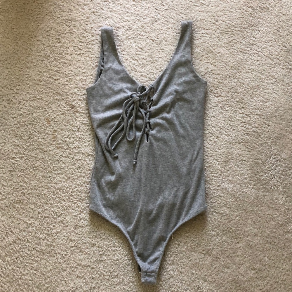 BLANC gray heathered body suit